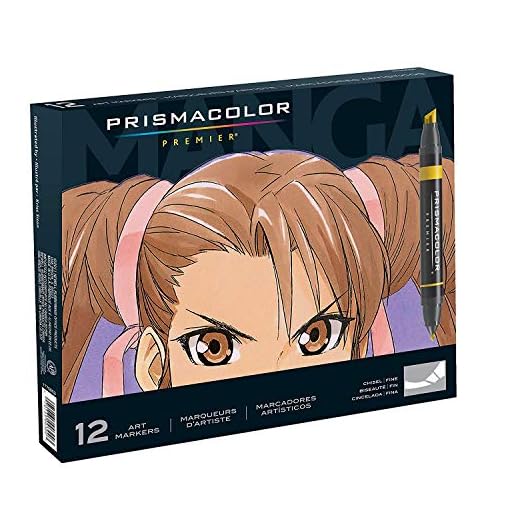Prismacolor Marcadores de arte de doble punta Premier, juego de 12 colores de Manga surtidos (1759444)