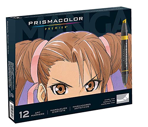 Prismacolor premier double-ended art markers fine and chisel tip manga...