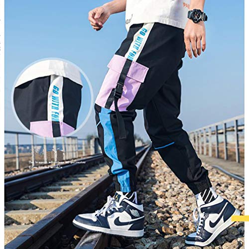 Mens Joggers Cargo Pants Outdoor Sports Fashion Casual Athletics Cool Pants for Men Hip Hop with Drawstring