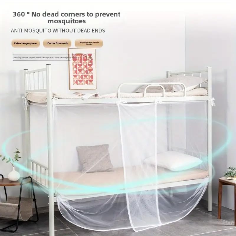 Image of 4 Corners Mosquito Net,Rectangular Bed Curtains Student Dormitory Kids Bunk Bed Mosquiteros para Cama Canopy(L75 x W35.5 x H59 Inch) White