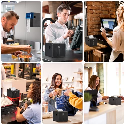MUNBYN WLAN Belegdrucker, 80mm POS-Drucker mit USB-/LAN-/seriellen Anschlüssen, öl- und spritzwassergeschützter Abdeckung, Wandhalterung, Thermodrucker kompatibel mit Windows Mac Chromebook Linux