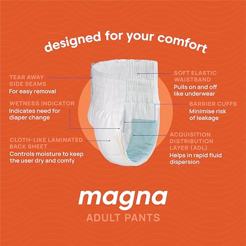 Image of DIGNITY Magna Pant Style Adult Diapers - XL /XXL (120 Pieces) With Wetness Indicator and Leakage Protection Upto 8-10 Hrs.