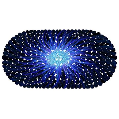 KaiXINSun Bath Mat | Non-Slip Suction Cups | Anti-Bacterial Shower Mat Vinyl Durable Mildew Mould Resistant Bathtub Shower Mat Abstract Blue Pattern Cover