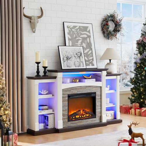 SAVOR LIFE Fireplace TV Stand for 80'' TV, 70" Electric