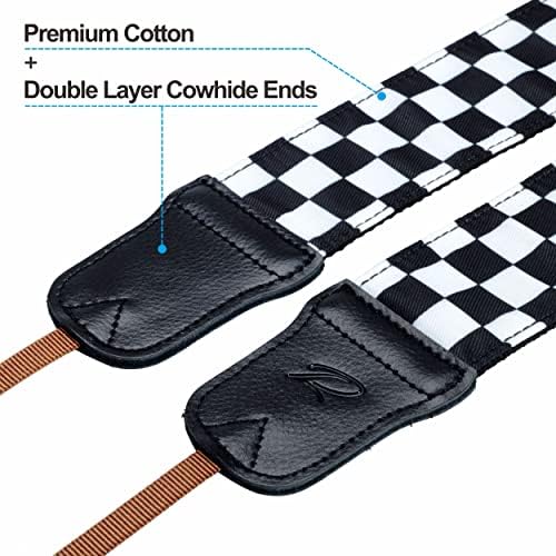 Black and White Plaid Camera Strap