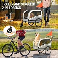 Fiximaster 2-in-1 XXL Fahrradanhänger für Hunde, Faltbarer Hundeanhänger mit Dachöffnung, Reflektoren & Reflexstreifen, Universal-Fahrradkupplung, Höhenverstellbarem Schiebegriff (Grau/weiß) – Ansicht 6