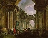 LMTIYKIDArt Reproduction Impression d'affiches Affiche Toile Vue imaginaire de lagalerie du Louvre en ruines par Hubert Robert pour Decoración Mural60x90cm