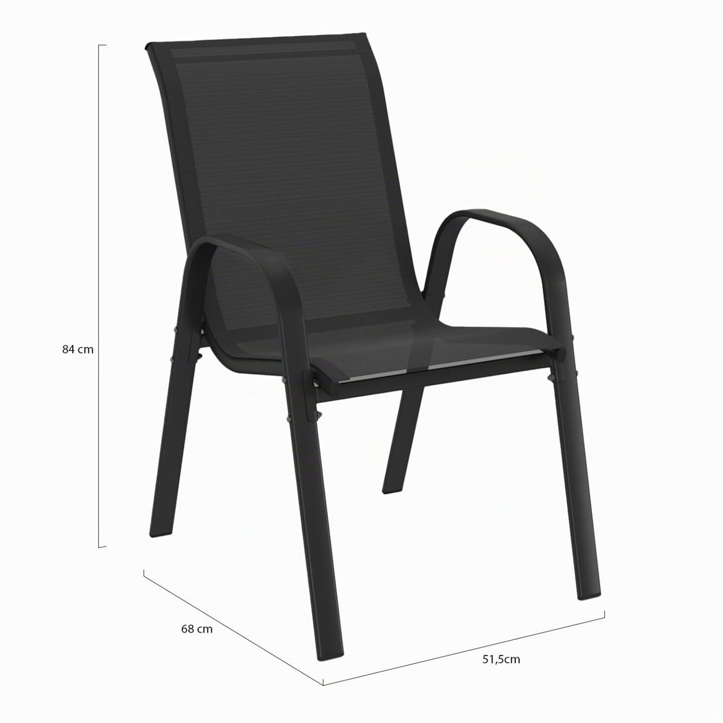 IDMarket - Lot de 6 chaises de Jardin LYMA métal et textilène empilables Noires