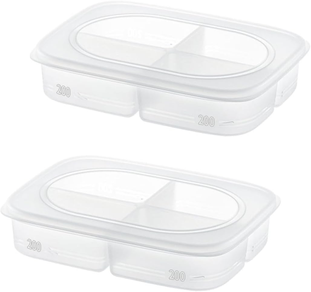 BESPORTBLE Fridge Organizer Bins Set of 2, Frosted Household Refrigerator Storage Containers, Multi-function Freezer Bins for Kitchen and Pantry Organization