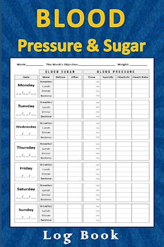 Blood Sugar & Pressure Log Book: 2 in 1 Diabetes and Blood Pressure Log Book. Blood Pressure and Blood Sugar log book for Daily Tracking. Daily and ... and Blood Pressure Levels. Heart Rate Tracker