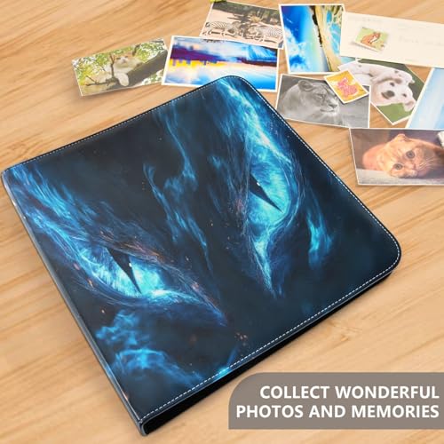 Álbum de fotos adhesivo DIY Scrapbook Azul Ojos de dragón Llama 3 anillas 40 páginas 8x10 para recuerdos miniatura 5