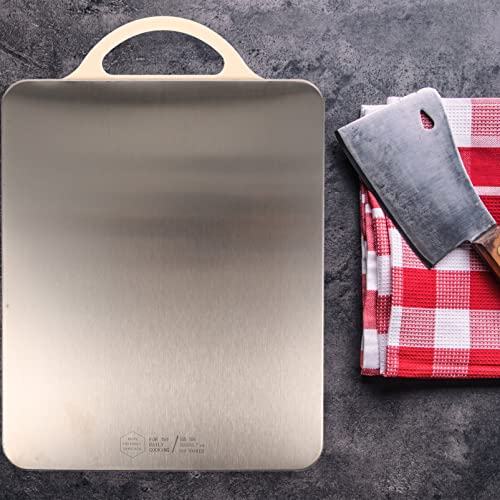Lifkome Double Sided Chopping Board 304 Stainless Steel Cutting Board With Easy Grip Handle Dishwasher Safe Kitchen Utensil Kitchen Gadget #TOP2