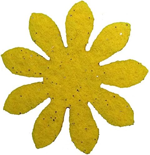 Petra's Bastel News 100 x daisy 30 mm felt 1 mm one-sided glitter colour: yellow, Fliz, 3 cm