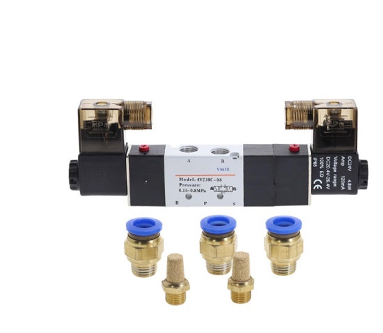 Électrovanne pneumatique 5 voies distributeur air comprimé 1/4 24V