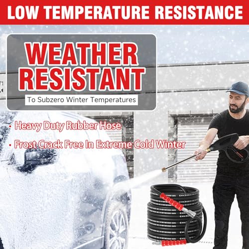 3/8" Non Marking Pressure Washer Hose 150 FT,Kink Resistant Power Washer Replacement Hose Steel Wire Braided for Hot and Cold Water, with M22 14mm to 3/8" Swivel Quick Connect, 5000 PSI (150FT) by YETIANICAL - Image 8