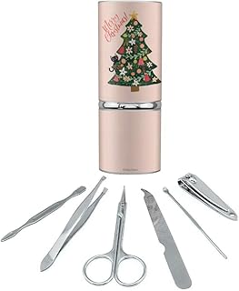 Christmas Tree with Cat Stainless Steel Manicure Pedicure Grooming Beauty Care Travel Kit
