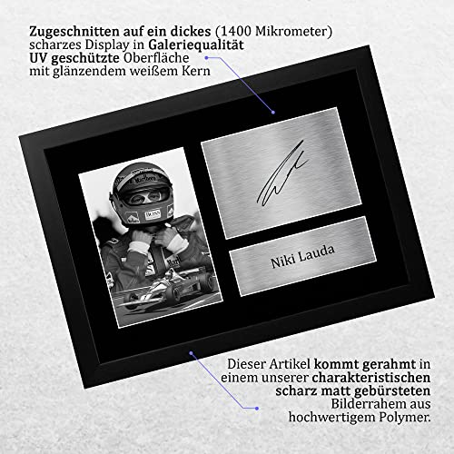 HWC Trading FR A4 Niki Lauda Formula 1 Geschenke Gedrucktes Signiertes Autogramm Foto für Fromula 1 und Motorrennen Fans - A4 Framed