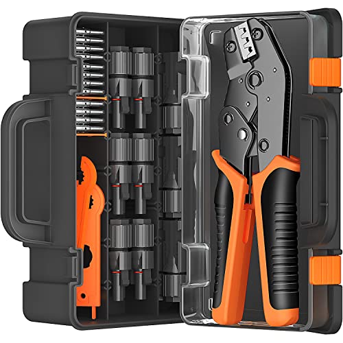 Jeu d'outils de sertissage de connecteur solaire SOMELINE, pour câble solaire 2,5/4,0/6,0 mm², connecteur de câble de panneau solaire mâle femelle 12pièces,1paire de clés pour câble de panneau solaire Cover