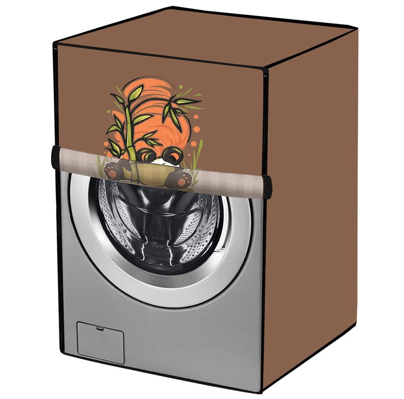 Amodori Front-load washing machine cover Compatible for Haier 12 Kg Direct Motion Motor ( Model, HWD120-B1558, 525) Solid Beige panda bamboo print