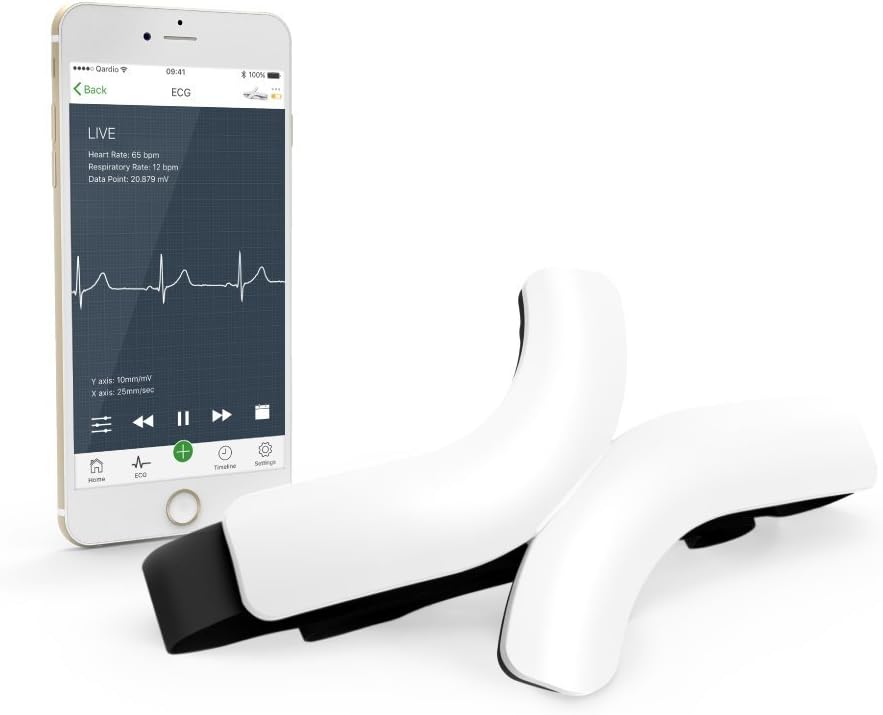 EKG ECG Heart Rate Monitor: QardioCore Continuous Electrocardiograph ECG/EKG Mobile Machine - Wireless, Portable, Wearable Heart Monitoring Equipment - Bluetooth Mobile Digital Cardio Devices