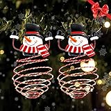 Christmas Hanging Solar Lights Outdoor 2pack 35 LED Decorative Snowman Solar Spiral Pineapple...