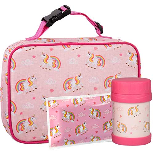 Bentology Unicorn Lunch Bag Kit- Girls School Lunchbox Set- Includes Insulated Lunch Sleeve