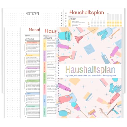 Putzplan für Den Haushalt 58 Blatt Reinigungsplan Wohnung Haushaltsplan Kinder Haushaltsplan Block Wochenplaner/Tagesplan/Monatsplan Organisationstafel A4 für Familien Oder WGs Paare