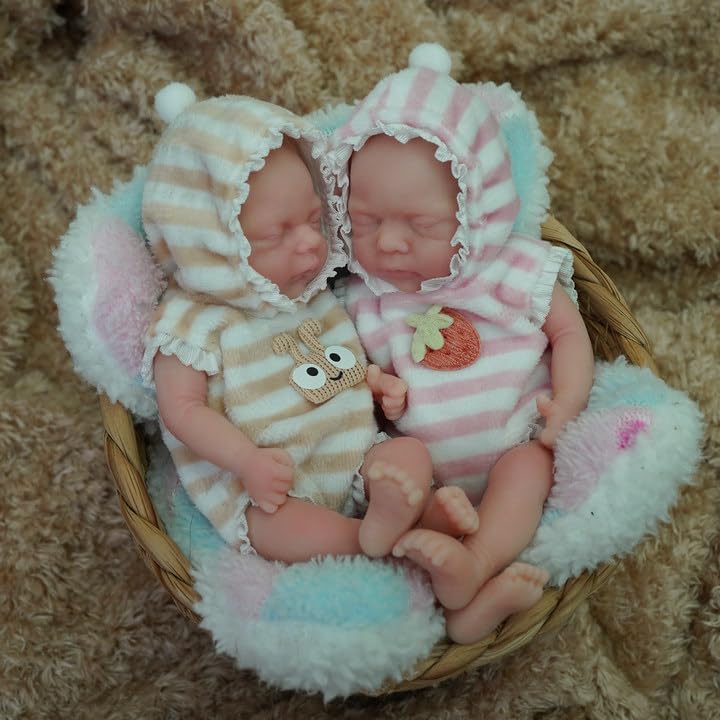 Muñecas Reborn Bebé Gemelas de Silicón 6 Pulgadas miniatura 6