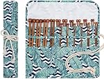 Aeelike 18 Pairs Bamboo Knitting Needles Set - 10 Inches Wooden Knitting Needles Single Point with Roll Bag - Portable Knittings Needle Set for Beginners (2mm - 10mm)