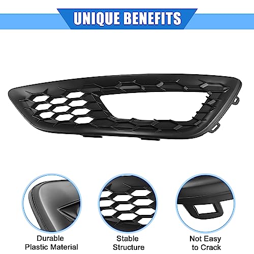 Image of 1 Pair Car Front Bumper Fog Light Mesh Grille Cover Compatible for Ford Focus 2015-2017, Durable ABS Black Left Right Fog Lamp Grille Bezel Insert
