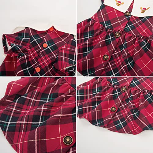 Crideng Dog Dress For Puppies Costume Cute Dog Teddy Bears New Year Christmas Dress Elk Plaid Skirt Jk Uniform Holiday Party Daily Wearing Medium #TOP1