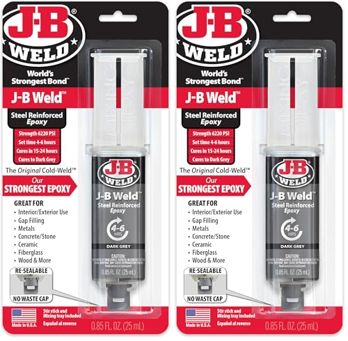 Image of J-B Weld™ Syringe Original Cold-Weld™ Two-Part Epoxy System, Ultra-Fast Setting Time, High Strength, Suitable for All Metals and Other Materials, Dark Grey 25ml (Pack of 2)