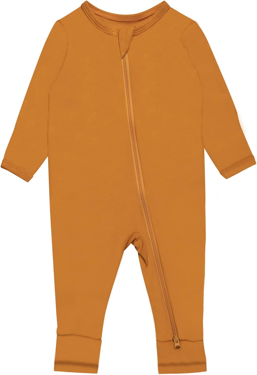 GUISBY Baby Footless Rompers, Rayon Pajamas 2 Way Zipper with Long Sleeve Sleeper