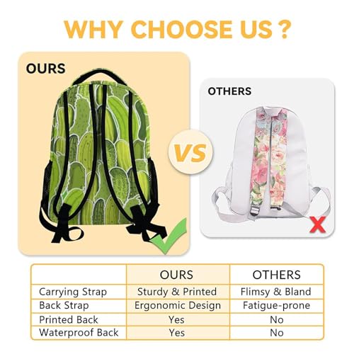 Pickle School Backpack for Girls - 16 Inches Green Backpacks for Boys - Funny Carry Bookbag for Highschool4