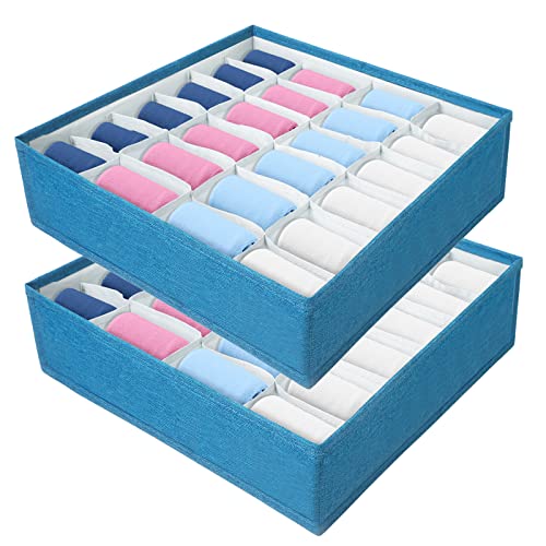 AiQInu Organizer Cassetti, Set di 2 Organizzatore Pieghevoli 24 Celle Porta Calzini Biancheria, Biancheria Intima, Calze, Cravatte e Sciarpe