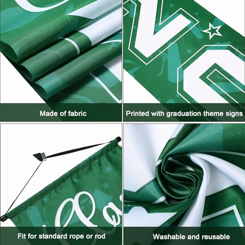 Image of Moukeren 3 Pieces 2026 Graduation Party Decorations Graduation Porch Sign Class of 2026 Grad Hanging Porch Banner Backdrop Door Sign for Grad Party Home Door Wall Decor(Green)