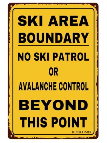 KONEDMIX Ski Area Boundary Metal Sign 8x12 Wall Decor
