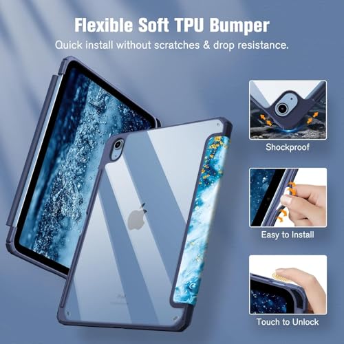 Image of MOCA Case for iPad A16 11th Gen 11 Inch 2025 & iPad 10th Gen 10.9 Inch 2022, Clear Back Cover, TPU Shockproof Frame, Auto Wake Sleep, Slim Transparent Protective Tablet Case(Sandy Wave)