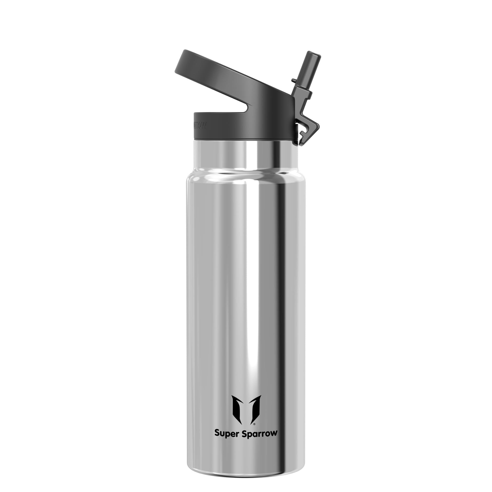 Super Sparrow Water Bottle Insulated - 1000ml - Wide Mouth Metal Bottle - Wide Mouth SwivelSip Flask - BPA Free, Leak Proof - Ergonomic Straw Water Bottles for Work, Gym, Travel, Sports