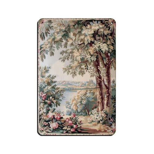 Aubusson - Tapiz retro de metal, letrero de estaño, arte elegante, retro, pintura de hierro, bar, cueva, cafetería, familia, garaje, póster decorativo de pared, 20 x 30 cm