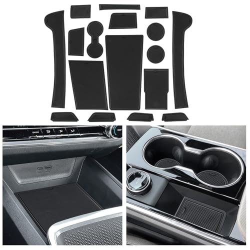 Image of CDEFG 17Pcs for 2025 2026 Chevy Equinox Door Slot Mats Cup Holder Mats 2025 2026 Equinox Accessories Console Insert Pocket Rubber Set Anti Slip Door Slot Mat Console Coaster Liner Pad(Black)
