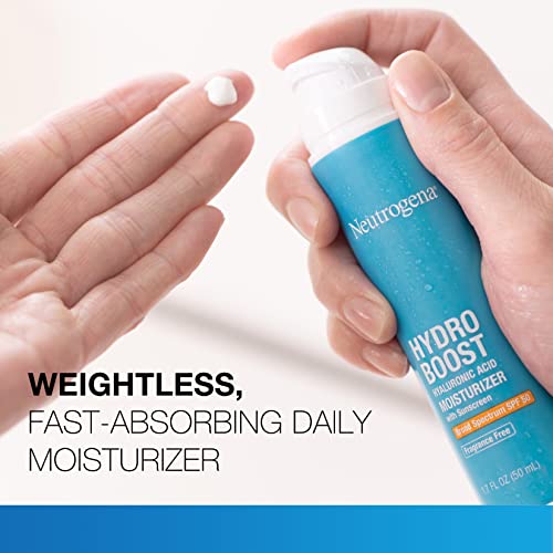 Kenvue Neutrogena Hydro Boost Hyaluronic Acid Hydrating Face Moisturizer With SPF 50, Fragrance Free Facial Moisturizer, 1.7 fl. oz, & Trial Size Hydro Boost Facial Cleanser, 0.5 fl. oz