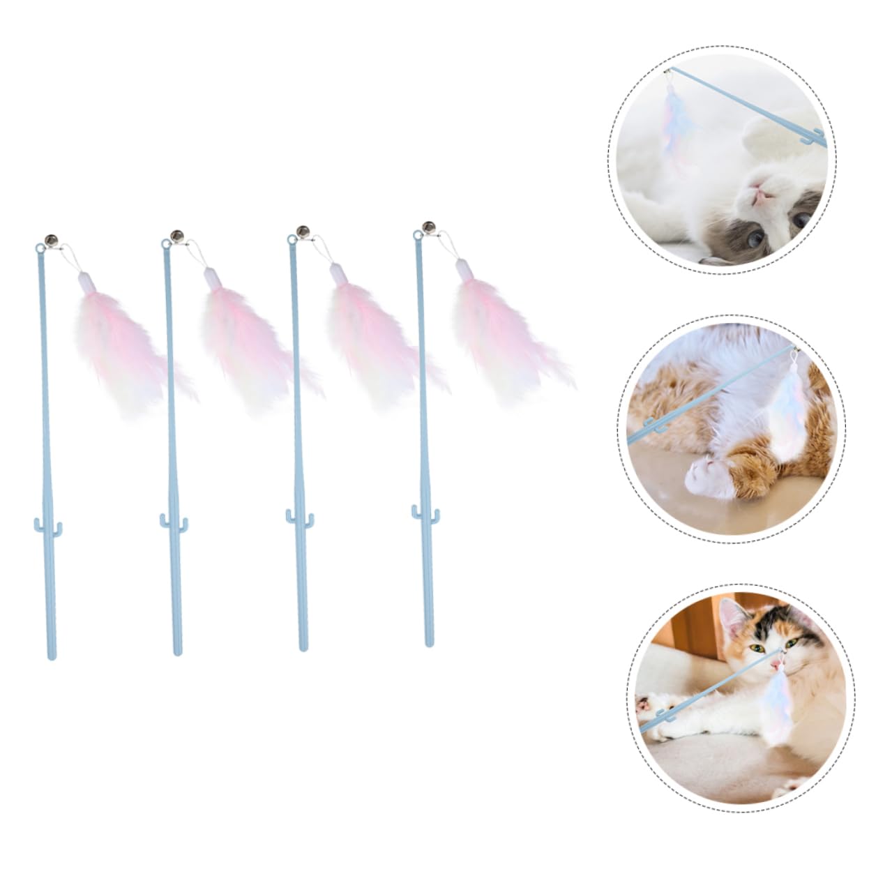 POPETPOP 16pièces Jouet Interactif pour Chat avec Plumes Et Cloche Canne à Amusante pour Intérieur Stimule Activité Physique Et Réduit Ennui
