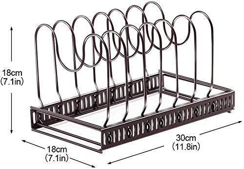 Adjustable Pan Organizer Kitchen Pot Rack for Cabinet and Drawer with 7 Dividers Pantry Pan and Pot Lid Organizer Rack Holder for different sizes of Plates Cutting Boards Pans Pots - Thumbnail 2