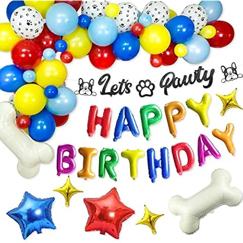 Paw Print Balloon Garland Kit, Rainbow Puppy Themed Birthday Party Supplies, 66pcs Dog Paw Birthday Decorations for Kids Boys Girls Cover