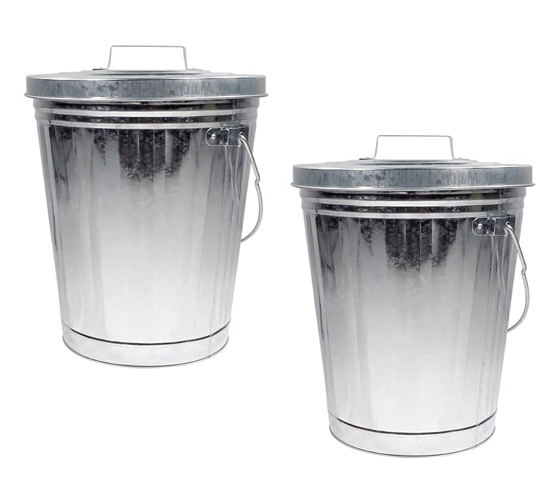 Lixeira de aço galvanizado com tampa para caminhão, reboque e uso externo, 15,1 L, Mytee Products, 2 unidades
