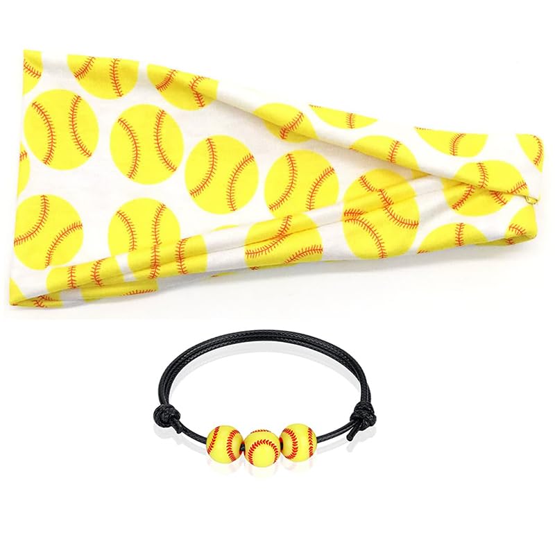 BAICAIYU Baby Boy Softball Baseball Sports Headband and Adjustable Bracelet 2 Pcs Set Baseball Sports Party Birthday Outfit