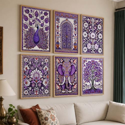 Image of kotart Traditional Indian Pichwai Wall Art Paintings with Frame for Home Decor - Framed Wall Painting for Living Room Bedroom Office Room Decor - Painting for Wall Decoration - (13x17 inch, G)