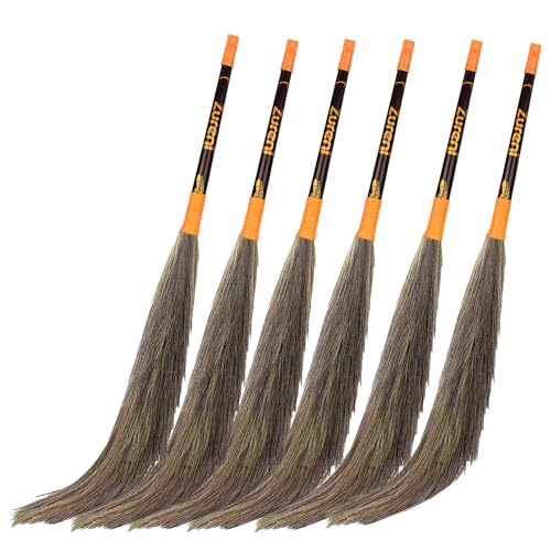 Zureni ZU-DX-Cone6 Cone Broom Dust Remover for Home Floor Cleaning Washable Lightweight Jhadu with Flexible Bristle Easy Scrubbing Kitchen Garage School Office Use (Pack of 6)