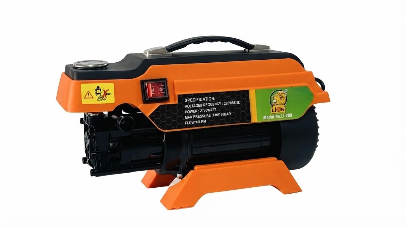Lion Electric Pressure Washer Model LI-289, 2100W, 140/180 Bar Flow 10 LPM | Foam Cannon Included, 10 LPM Flow Rate, Portable with Handle, 220V/50Hz Power, Complete Accessories Kit-image-43
